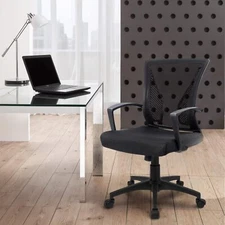 Black Office Chair Ergonomic Computer Desk Mesh Chair Mid Back Swivel