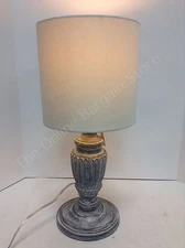 Frontgate Grandinroad Grey White Distressed Table Lamp Light Fixture White Shade
