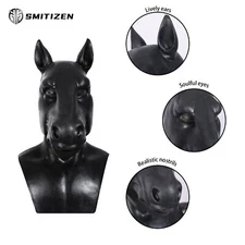Smitizen Silicone Black Horse Mask Real Animal Monster Masken Cosplay Costume