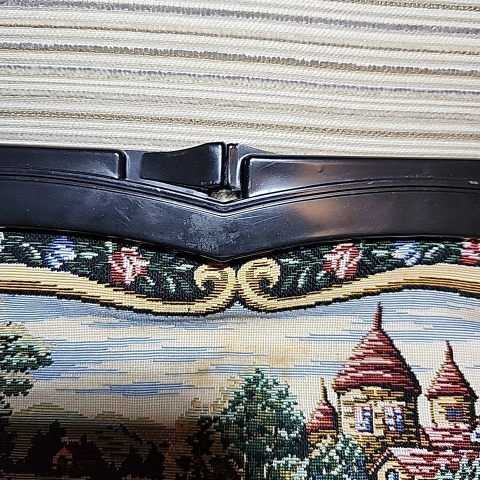 Bolso sin asas tapiz vintage bolso Hong Kong 12x7 marco de plástico con lados dobles Foto 3 de 4