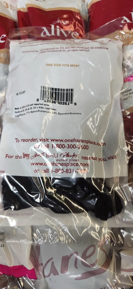 Hanes Alive 111800 Full Support Knee Highs 3-Pack Jet Black OSFM NEW - Image 4 of 4