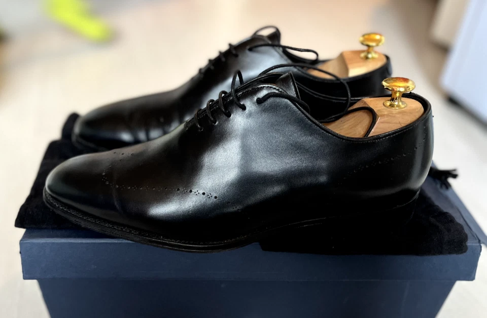 Cheaney Wholecut oxford UK 9 black calfskin dress shoe - Imagen 2 de 4