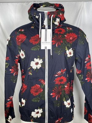 Blue Hoodie Jacket Floral Hibiscus 