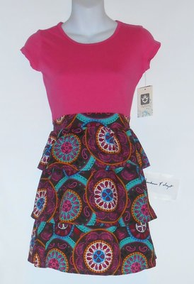 Rusty Girls Cap Sleeve Tiered Dress Pink Small (S) NWT