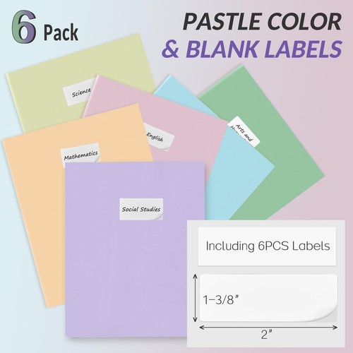 Rainbow Pocket Folders 6-Pack Heavy Duty Plastic Labels Included Letter Size - Picture 2 of 7
