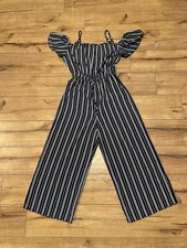 Lily Bleu Girl  s Jumpsuit Jumper Romper Cold Shoulder Striped MultiColor Size 10