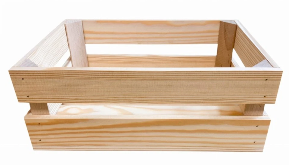 Wooden Crate - Unpainted Pine Wood Storage Box DIY small size 33 x 22 x 14 cm - Image 4 of 4