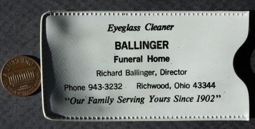 1960-70 Era Richwood Ohio Ballinger étui nettoyant pour lunettes maison funéraire vinyle --- - Photo 1 sur 1