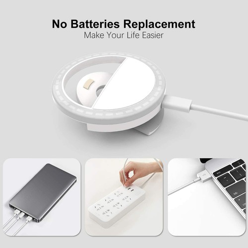 Anneau lumineux selfie portable DEL remplissage appareil photo flash pour téléphone mobile iPad universel - Photo 11 sur 12