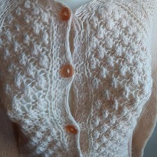 Vintage Medium Handmade Italian Wool Blend Cardigan Sweater Mohair Cream