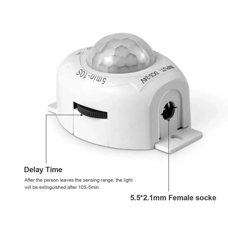 DC 5V 12V 24V PIR Motion Sensor Switch IR Detector 3A LED Strip Light Delay - Image 2 of 4