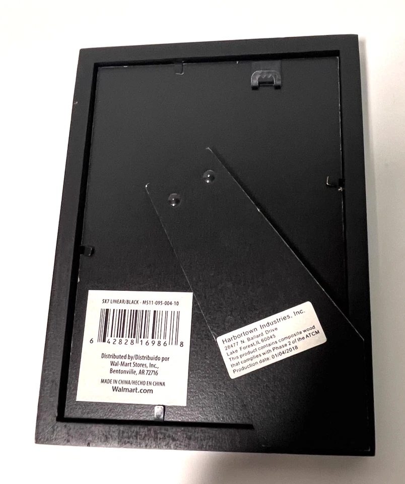 Marco de fotos de pie negro ancho plano Mainstays de 5x7 pulgadas de vidrio NUEVO Foto 3 de 4