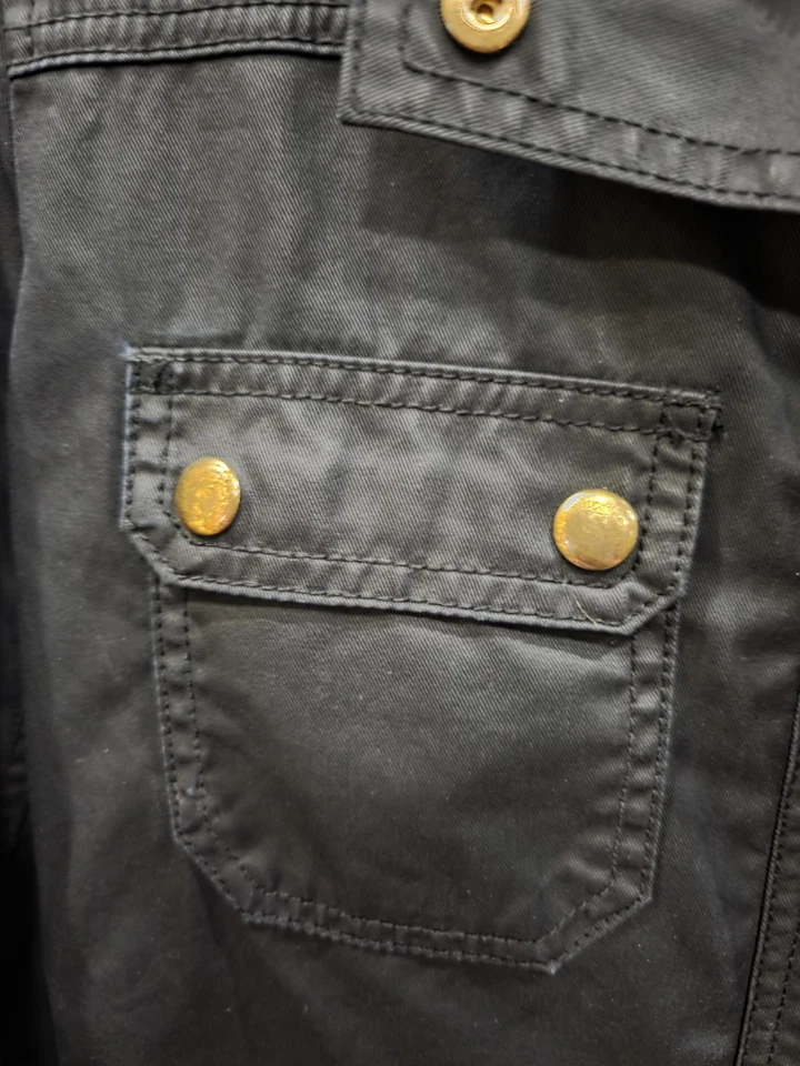 J Crew Jacket Mens Tall Medium Black Waxed Cotton Field Utility Pockets 06365 - Image 4 of 4