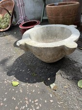 Antique White Marble Mortar Basin 4 Spouts Sculpture Rare Stone 19thCentury 35cm