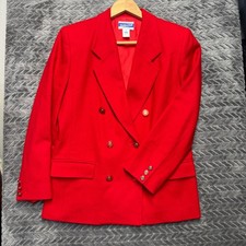 Vintage Pendleton Petite Blazer 8P Red Double Breasted Wool Crest Button USA
