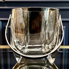 Vintage Mikasa Crystal Ice Bucket Silver Handle Barware 