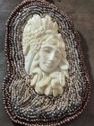 Mystical Megan Hand Carved Goddess Face Bead Medallion Suede Leather Necklace — photo 3