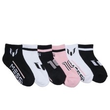 Messi Collection Kids Quarter Socks 6 Pairs Cushioned Cotton Shoe Size S 7-10