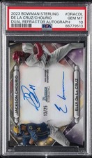 2023 BOWMAN STERLING DUAL REF AUTO ELLY DE LA CRUZ/JACKSON CHOURIO 13/25 PSA 10
