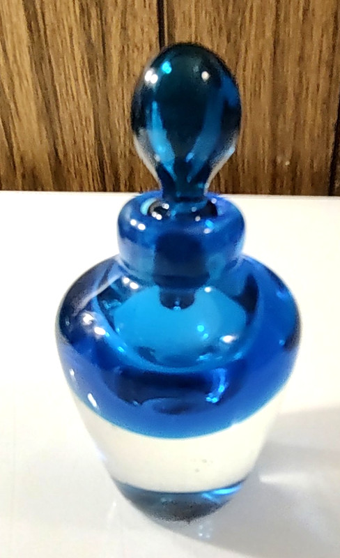 Beautiful Blue Art Glass Perfume Bottle