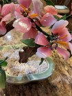 Vintage Jade Glass Cherry Blossom Bonzai Tree Pink Flowers Chinese Decor GUC — photo 3