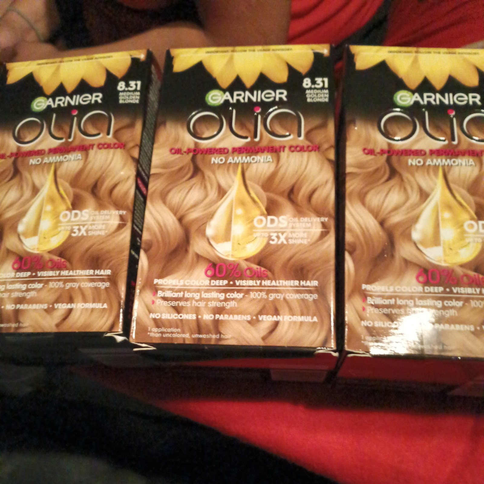 Garnier Olia Permanent Hair Color 8.31 Medium Golden Blonde, 3x more shine 