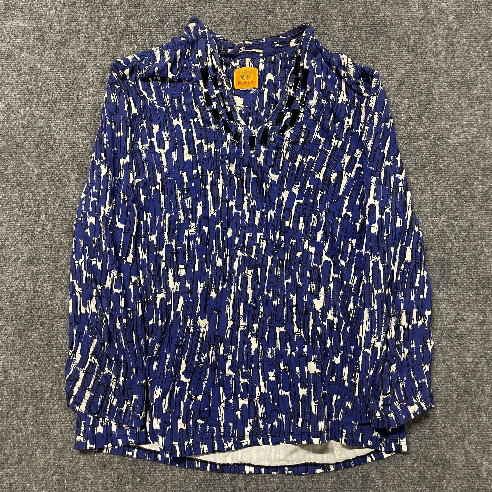 Ruby Rd. Blouse Top Womens Multicolor Geometric S… - image 1