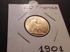 20 FRANCS  . OR  . COQ  . 1901 . SPL  .