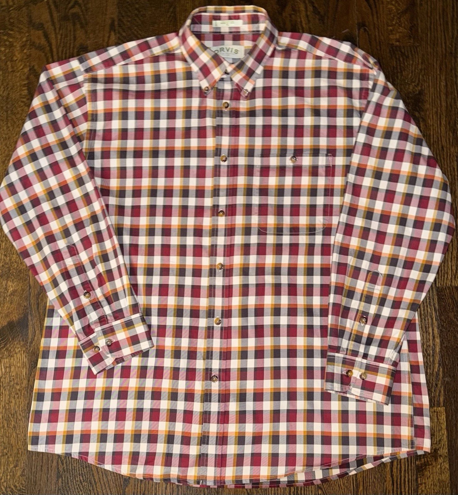 Orvis Plaid Flannel Button Down Shirt Mens XL Cotton Outdoor Workwear Hi-Quality