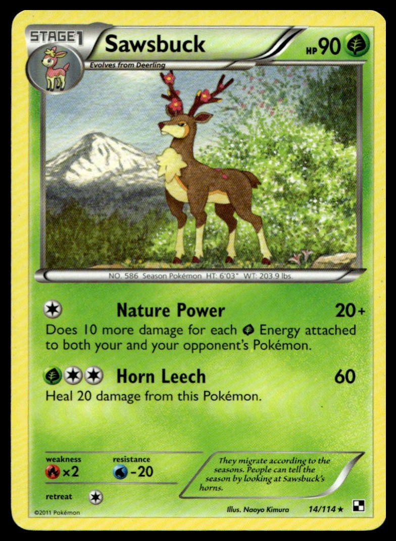 Sawsbuck #14/114 Black and White Lightly played - Pokemon Card