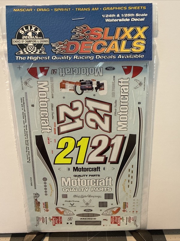 Slixx NASCAR #21 Elliott Sadler Motorcraft Ford Taurus 2001 Decal Sheet