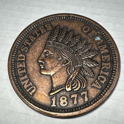 Vintage Oversized 3" 1877 Novelty Indian Head Penny Large Cent USA Coin One Cent - Picture 2 of 8