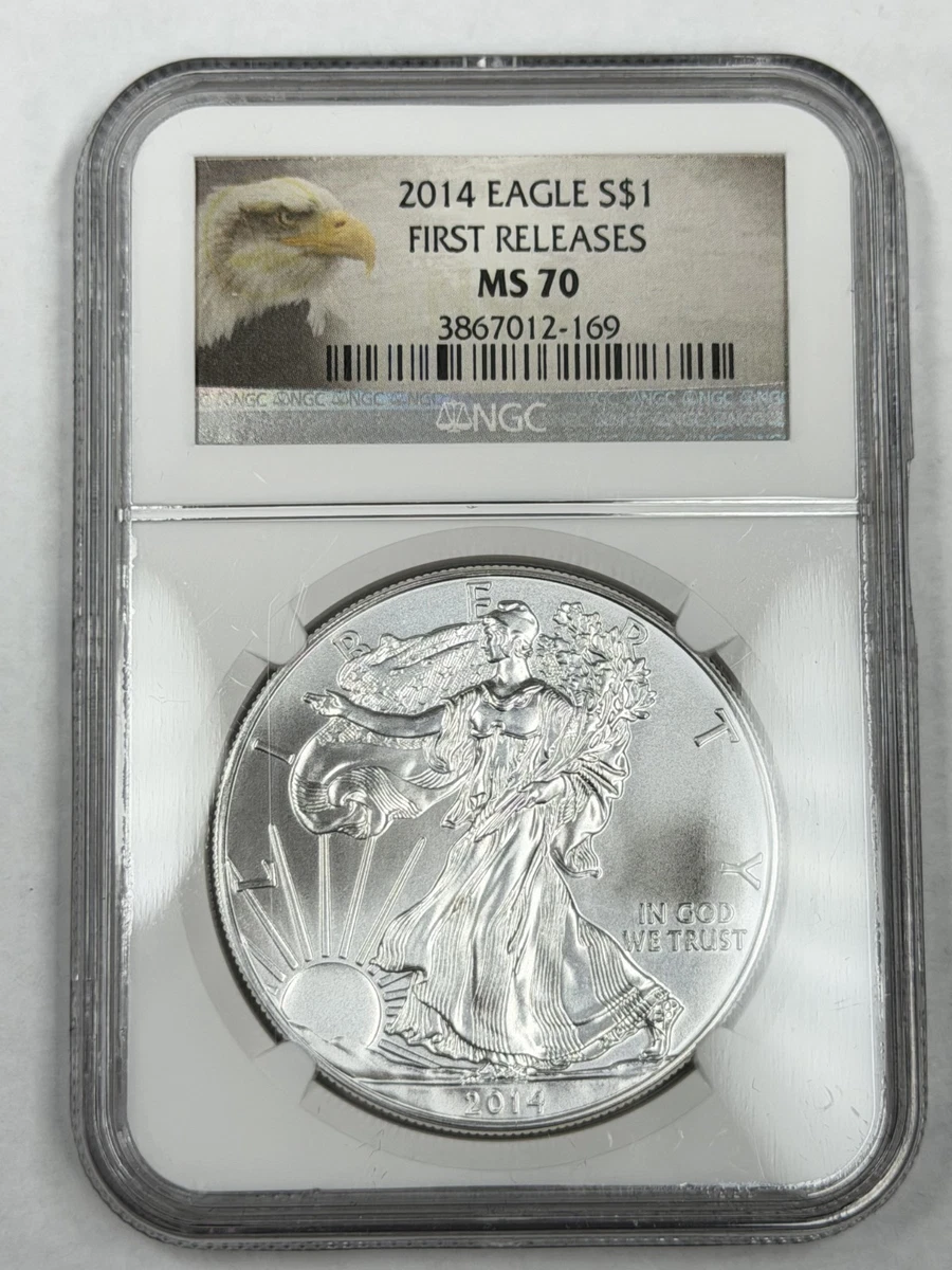 25+ American Eagle MS 70 Graded 2014 Silver Bullion Coins for sale