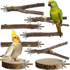 8 Pack Natural Wood Bird Perches for Cage, Wooden Parrot Stand Platforms, Hardwo