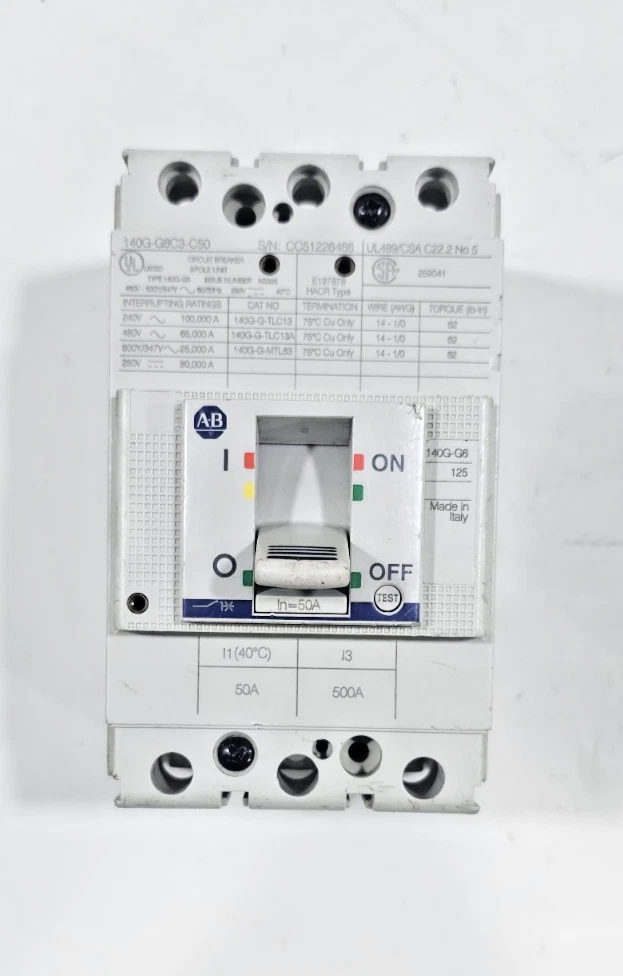 ALLEN BRADLEY 140G-G6C3-C50 Used Working Power Distribution Circuit Breaker