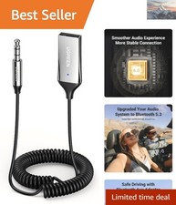 Aux to Bluetooth 6.0 Adapter 3.5mm Bluetooth Receiver for Car USB 2.0 to 3.5m...