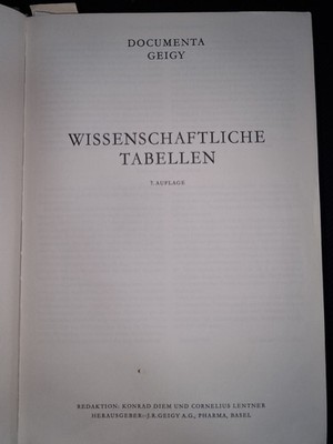 Wissenschaftliche Tabellen Documenta Geigy 7.Auflage 1986 Inkl.Zusatzmaterial