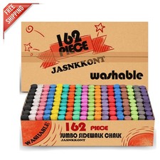 162 Pack of 18 Colors Jumbo Washable Sidewalk Chalk - Non-Toxic Fun for All Ages