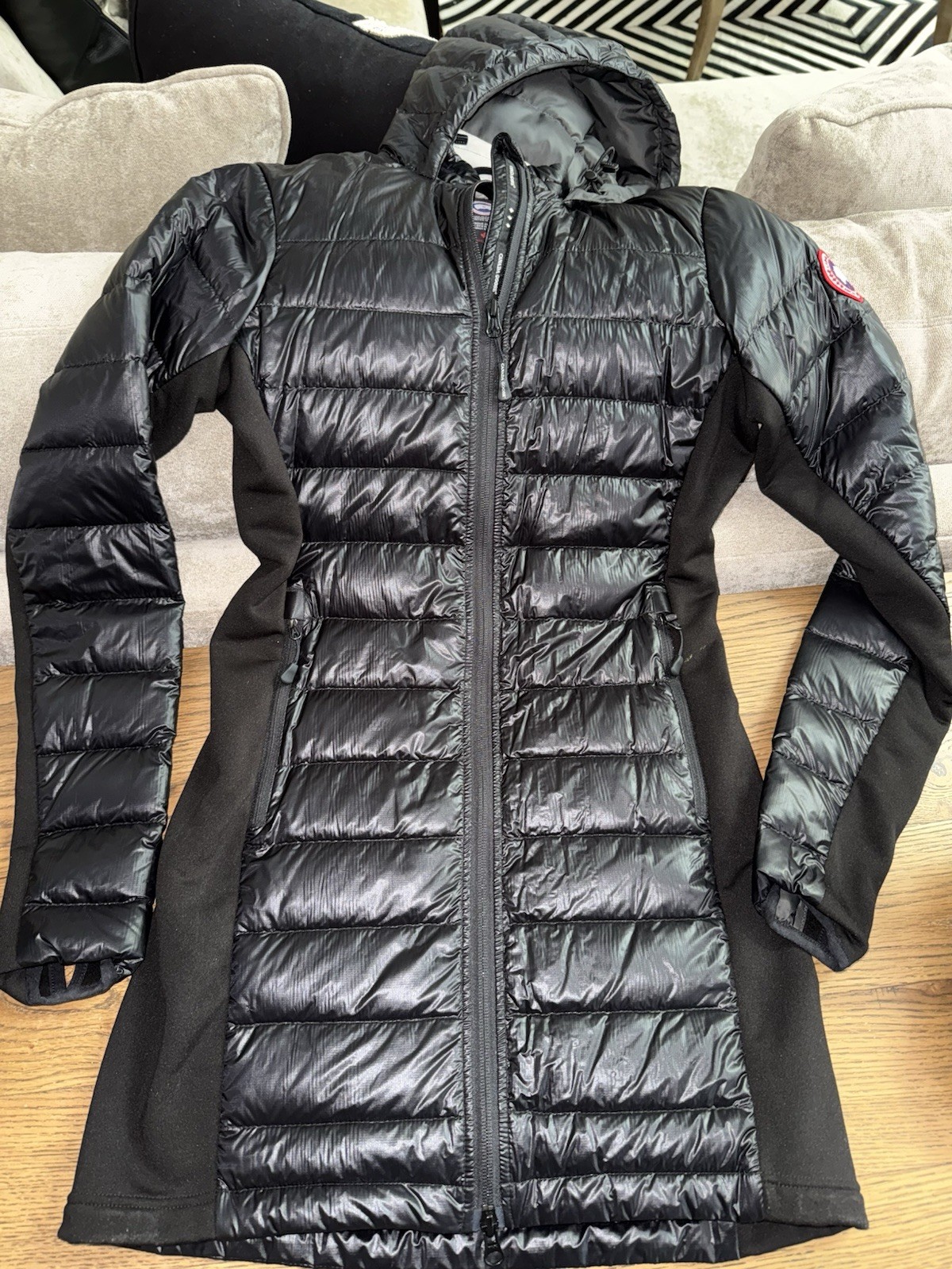 CANADA GOOSE Womens Cypress Hooded Jacket Mid Length Quilted Black Size XS