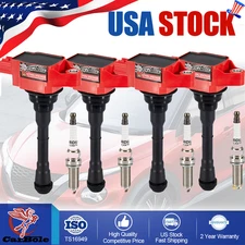 Set of 4 UF659 Ignition Coil Pack & Spark Plugs for Nissan Juke 1.6L 2011-2017
