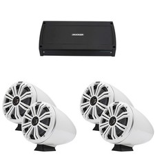 Kicker 8" White Flat-Mount KMFC8W LED Marine Speakers 2-Pair with 800 Watt Ma...