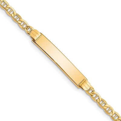 10K Gelbgold halbmassives Anker Glieder ID Kette Armband; 7 Zoll