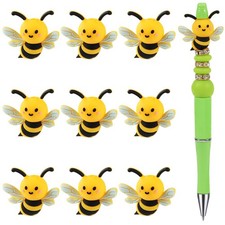 10Pcs 3D Bee Silicone Beads for Keychain Making Unique 3D Focals Animal Focal...