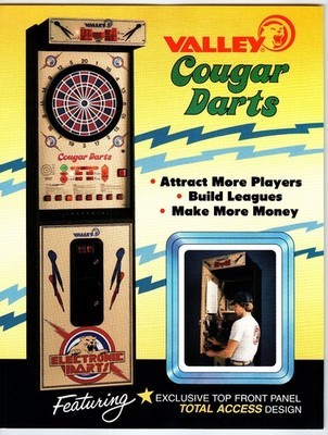 1986 Valley Cougar Darts Arcade Game Flyer Vintage Electronic Darts