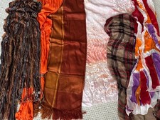 Colorful Fashion Scarves Lot Of 6 Women's Lightweight 4 Rect. Long 2 Circle Boho