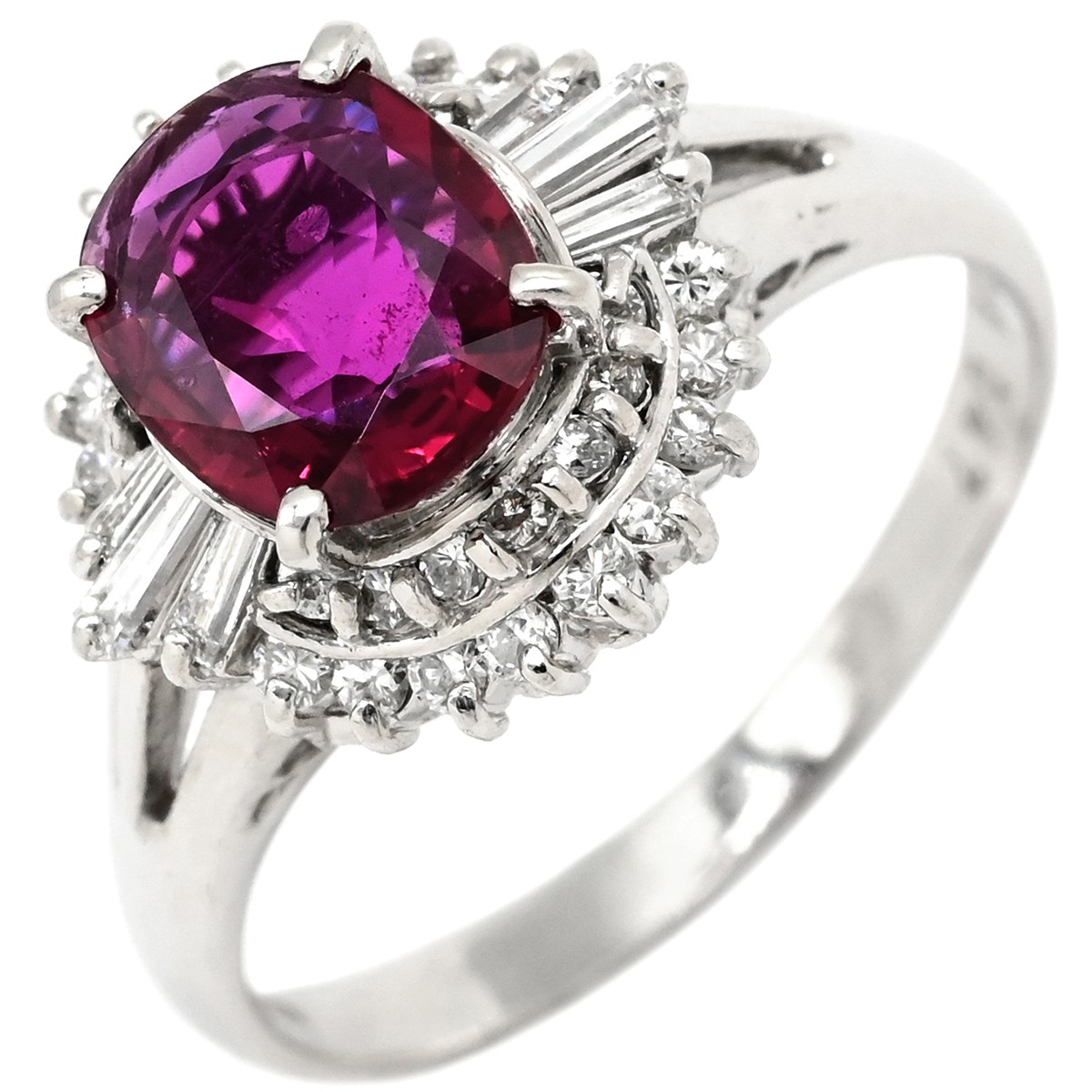 Ring ring Ruby da Earring Pt900 Ruby diamond Plat… - image 1