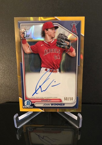 #'ed 50/50 AUTO 🔥 JOHN WIMMER RC 2024 1st Bowman Chrome Gold Lava Refractor