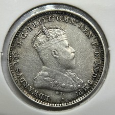1910 Threepence Coin - almost Extremely Fine - Edward VII Silver First Year