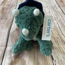 Carters Just One You Navy Blue Green Triceratops Dinosaur Plush Baby Toy Lovey