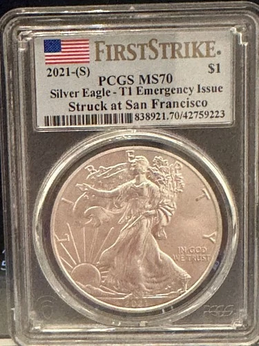 2021-P Silver American Eagle T-1 Emergency Issue First Strike PCGS MS70